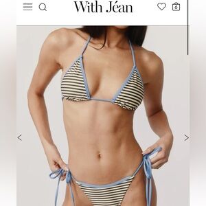 With Jean Juno Bikini Set Yellow Stripe NWT